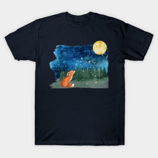 Fox looking at the Moon T-Shirt